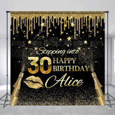 Lofaris Gold Tassels Champagne Custom 30Th Birthday Backdrop
